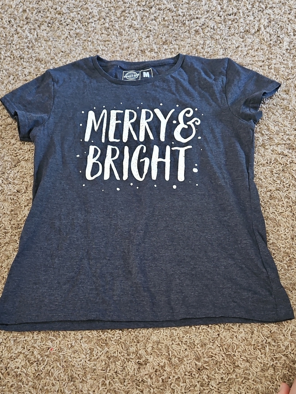 Crazy Dog T-Shirts Navy Blue "Merry & Bright" Short Sleeve Tee
